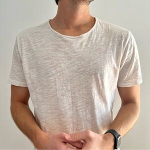 ONLY & SONS OFF WHITE ONSALBERT SLUB CREW NECK TEE -  L